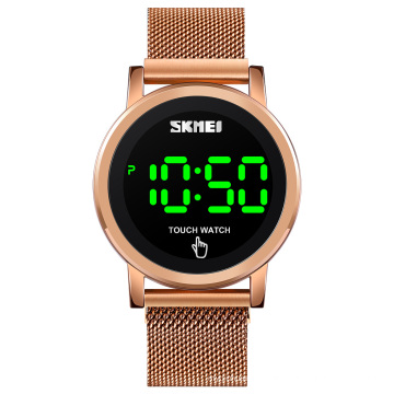 skmei 1668 led light up digital watch stainless steel mesh watch